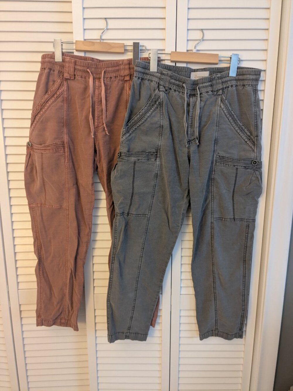 Set of 2 - Anthropologie Crop Utility Pants - size 26 - Gray Wash and Rose